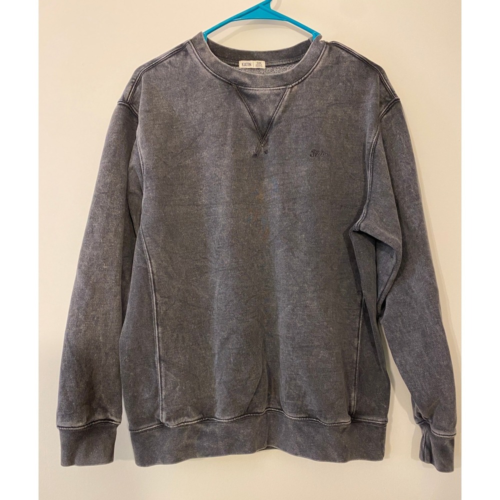 Katin Mens Mineral Wash Fleece Crewneck Sweatshirt Charcoal Grey Small RN145195